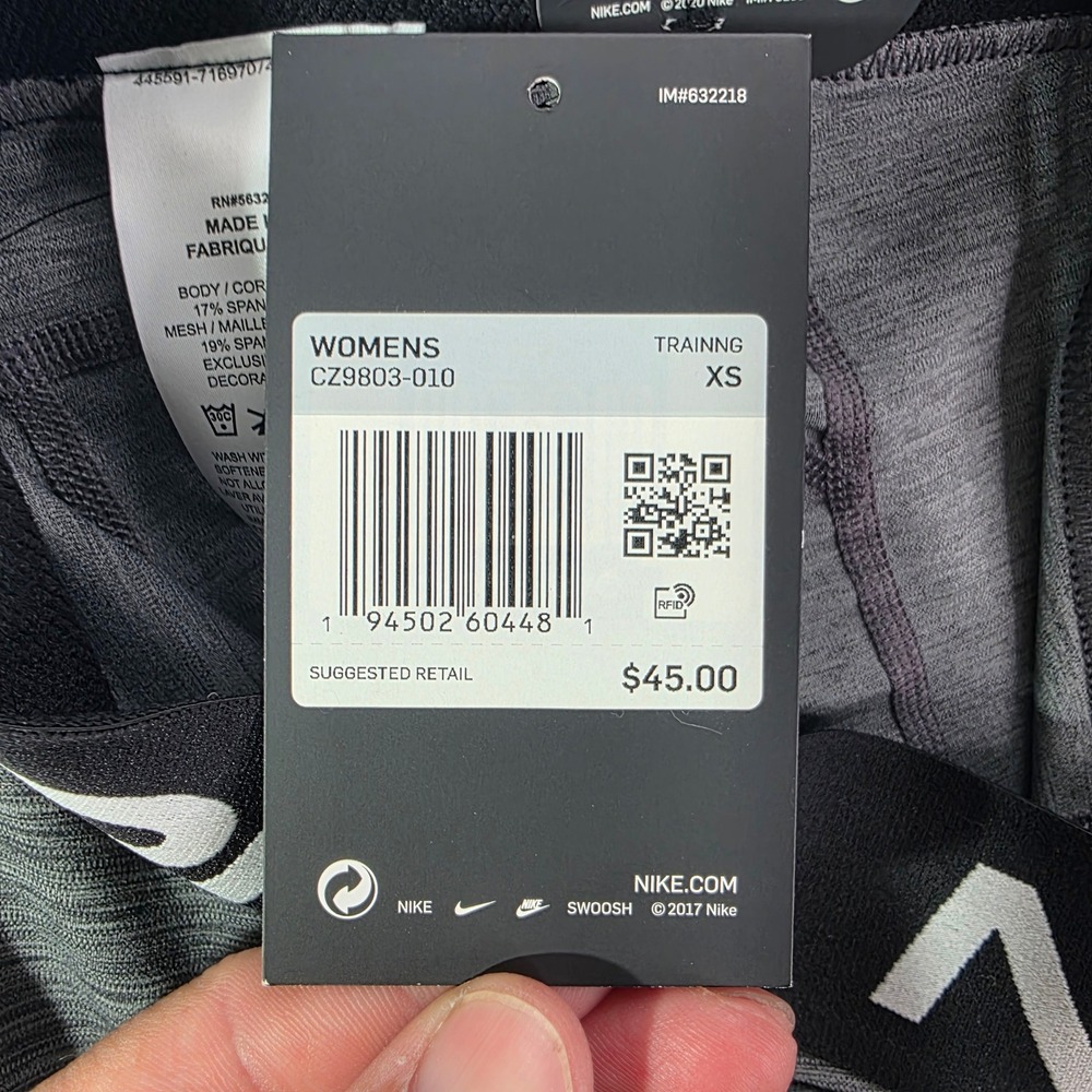 NEW Nike Pro Dri-FIT Womens Training Crop Leggings Grey Black XS - Picture 8 of 11